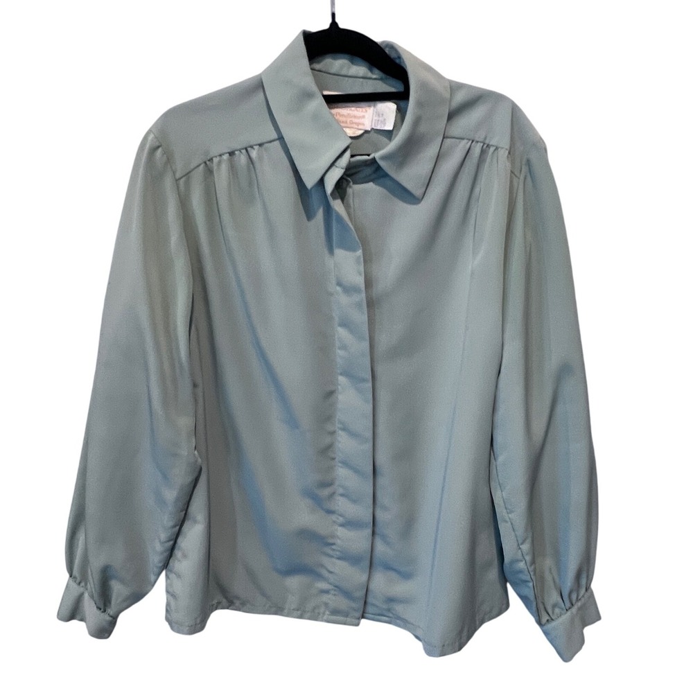 Vintage Pendleton Country Sophisticates Button Up Blouse Size 14 Sage Green